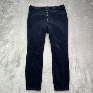 Pilcro Letterpress Corduroy Pants Womens 32 Navy Blue Exposed Button Fly Skinny